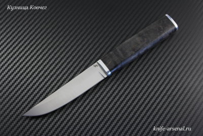 Knife Fin powder steel Elmax handle stabilized Karelian birch