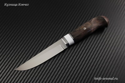 Knife Finnish steel N690 handle stabilized suvel Karelian birch/corian /mosaic pins