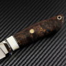 Нож Скаут порошковая сталь М390 рукоять стабилизированная карельская береза/клык моржа/мозаичные пины/больстер мельхиор