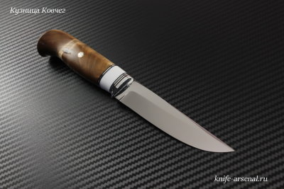 Нож Финский сталь N690 рукоять стабилизированный сувель карельской березы/кориан/мозаичные пины