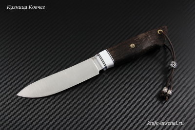  Taiga knife powder steel S390 handle stabilized Karelian birch with a Corian composite spacer