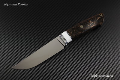Scout knife K340 steel handle stabilized Karelian birch/Corian /mosaic pins
