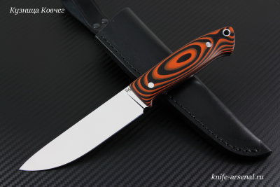 Scout knife tool steel D2 handle black and orange G10