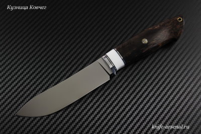 Taiga knife steel D2 handle stabilized Karelian birch/corian /mosaic pins