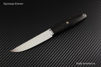 Knife Fin steel N690 handle stabilized black hornbeam /Mosaic pins