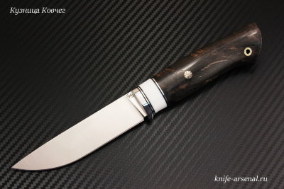 Нож Скаут большой сталь K390 рукоять стабилизированная карельская береза/кориан