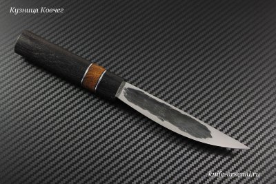 Yakut knife forged steel X12MF (thermocycled) handle stabilized hornbeam/iron wood
