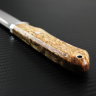 Fink knife, Elmax steel, handle stabilized Karelian birch, jewelry pin