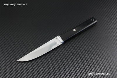 Knife Fin steel D2 handle Black Mikarta, decorated with a jewelry pin