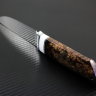 Scout knife steel D2 handle stabilized Karelian birch /composite (imitation bone)