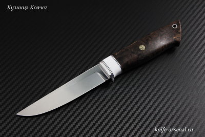 Fishing knife K340 steel handle stabilized Karelian birch/Korian stone