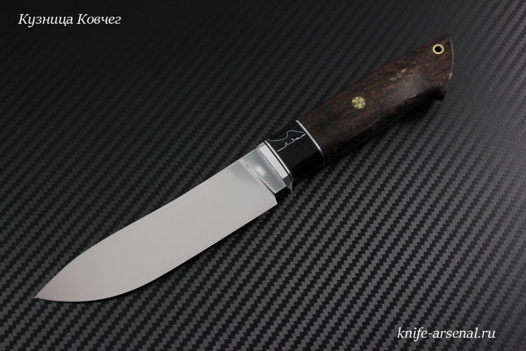 Taiga knife steel D2 handle stabilized Karelian birch/kirinite