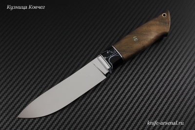 Knife Taiga steel K340 handle walnut root/kirinite