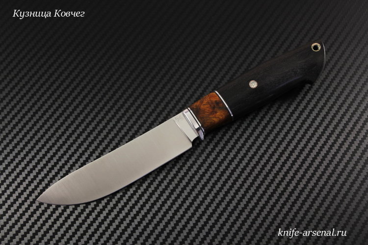 Taiga knife steel S390 handle stabilized hornbeam/iron wood/mosaic pins