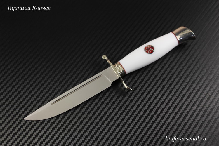 Knife Fink NKVD powder steel Elmax handle white composite with a star