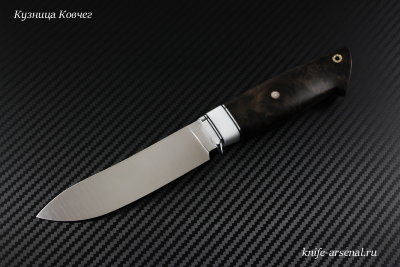 Taiga knife made of powder steel M390 handle stabilized Karelian birch