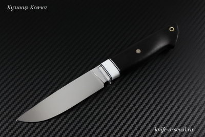 Scout Small knife, steel D2, handle black hornbeam + corian, mosaic pin