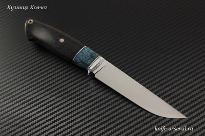 Scout knife steel D2 handle stabilized hornbeam /stabilized Karelian birch/mosaic pins