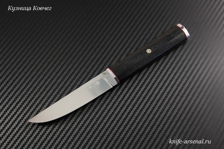 Knife Fin steel N690 handle stabilized hornbeam /Mosaic pins