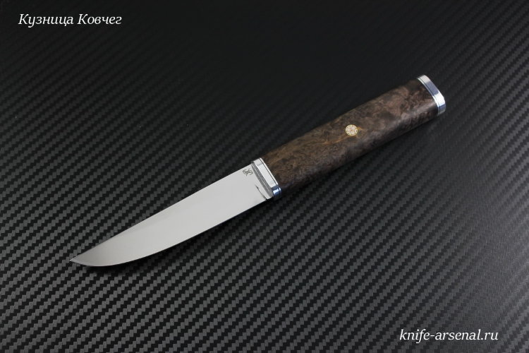 Нож Фин сталь D2 рукоять стабилизированная карельская береза