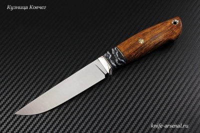 Нож Скаут сталь S390 рукоять зуб мамонта/железное дерево/мозаичные пины/больстер мельхиор