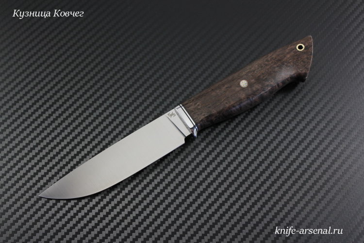 Scout Small knife, Elmax steel, handle stabilized Karelian birch/mosaic pin