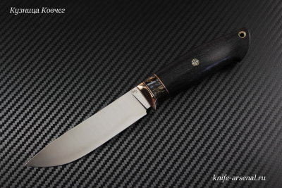 Нож Скаут сталь M390 рукоять стабилизированный граб/зуб мамонта/мозаичные пины/больстер бронза
