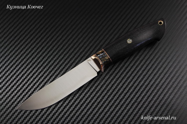 Scout knife steel M390 handle stabilized hornbeam /mammoth tooth/mosaic pins/bolster bronze
