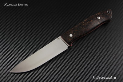 Нож Скаут цельнометаллический порошковая сталь S390 рукоять стабилизированная карельская береза