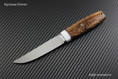 Нож Фин немецкая сталь D2 рукоять стабилизированная карельская береза/композит (имитация кости)
