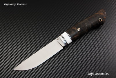 Нож Скаут большой сталь М390 рукоять стабилизированная карельская береза/кориан
