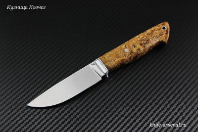 Нож Беркут сталь D2 рукоять стабилизированная карельская береза, ювелирный пин