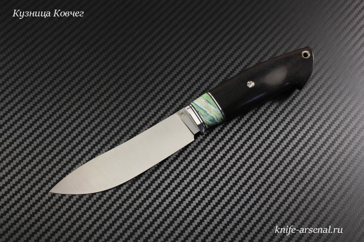 Нож Таёжный сталь M398 рукоять стабилизированный граб/зуб мамонта/мозаичные пины