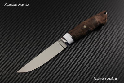 Нож Рыбацкий (клин от обуха) сталь D2 рукоять стабилизированная карельская береза/камень кориан/мозаичные пины