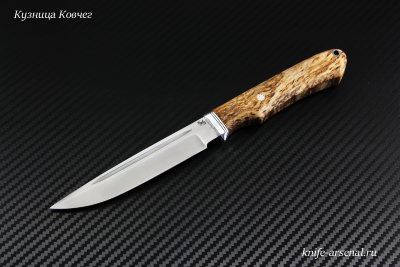 Нож Финка, сталь Elmax, рукоять стабилизированная карельская береза, ювелирный пин