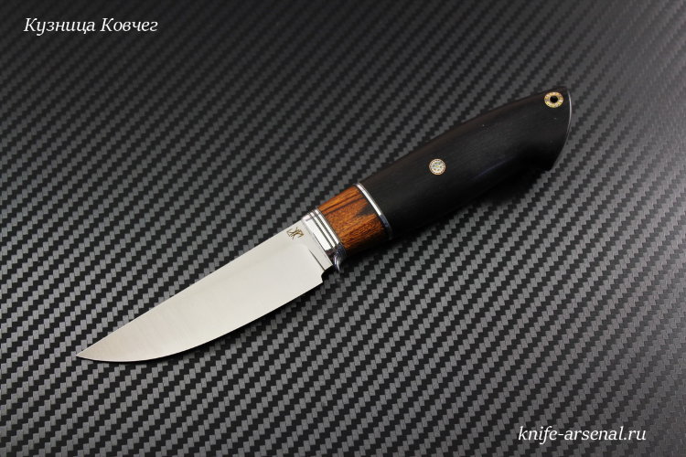 Hunting knife steel Elmax handle stabilized hornbeam/iron wood/mosaic pins