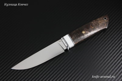 Нож Скаут сталь D2 рукоять стабилизированная карельская береза/композит (имитация кости)