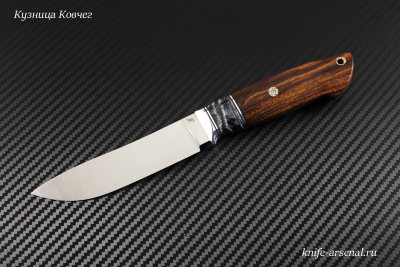 Нож Таёжный сталь S390 рукоять железное дерево/зуб мамонта/мозаичные пины/больстер белый металл