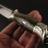 Knife Fink NKVD steel D2 handle acrylic composite/art casting nickel silver