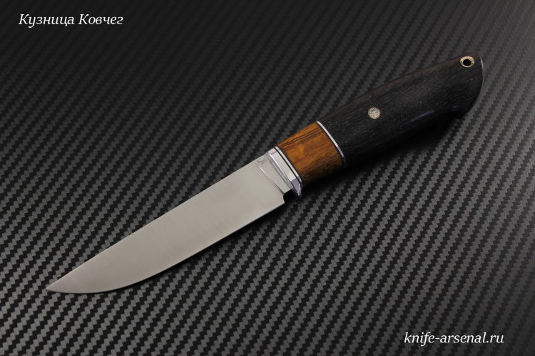Scout knife steel M398 handle stabilized hornbeam/iron wood/mosaic pins