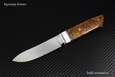 Нож Таежный сталь D2 рукоять стабилизированная карельская береза/композит (имитация кости)