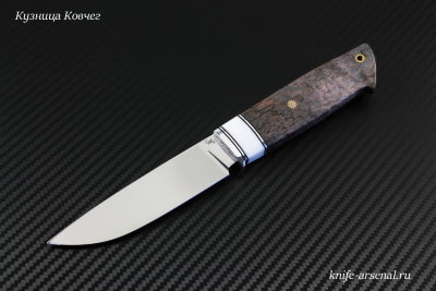Нож Скаут малый сталь D2 рукоять стабилизированная карельская береза/композит (имитация кости)