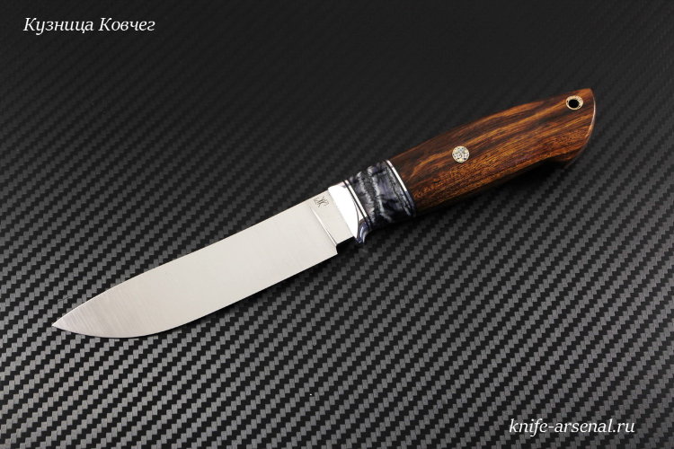 Taiga knife steel M398 handle iron wood /mammoth tooth/mosaic pins/bolster white metal