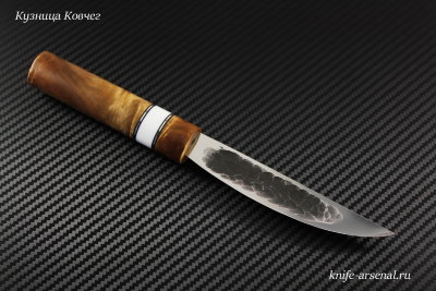 Нож Якутский сталь D2 рукоять стабилизированный сувель березы/искусственный камень кориан