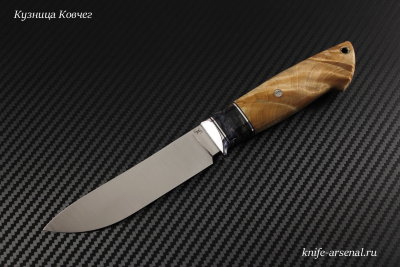 Нож Таёжный сталь S390 рукоять стабилизированный сувель березы/зуб мамонта/мозаичные пины/больстер белый металл
