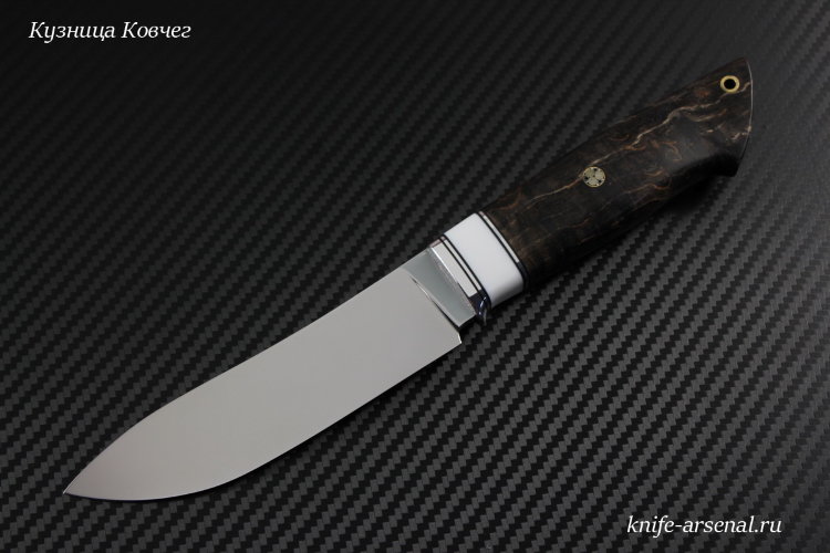 Knife Taiga steel K340 handle stabilized Karelian birch/korian