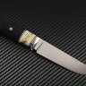 Нож Скаут сталь S390 рукоять стабилизированный граб/зуб мамонта/мозаичные пины/больстер белый металл