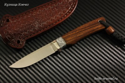 Нож Шейный классический №2 порошковая сталь Elmax рукоять ironwood/карбон/в наличии