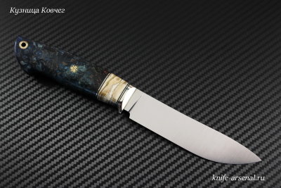 Нож Таёжный сталь S390 рукоять стабилизированная карельская береза/зуб мамонта/мозаичные пины