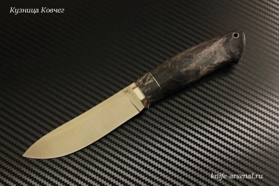 Нож Скинер сталь Elmax рукоять кап клена/стабилизированная карельская береза/мельхиор/в наличии